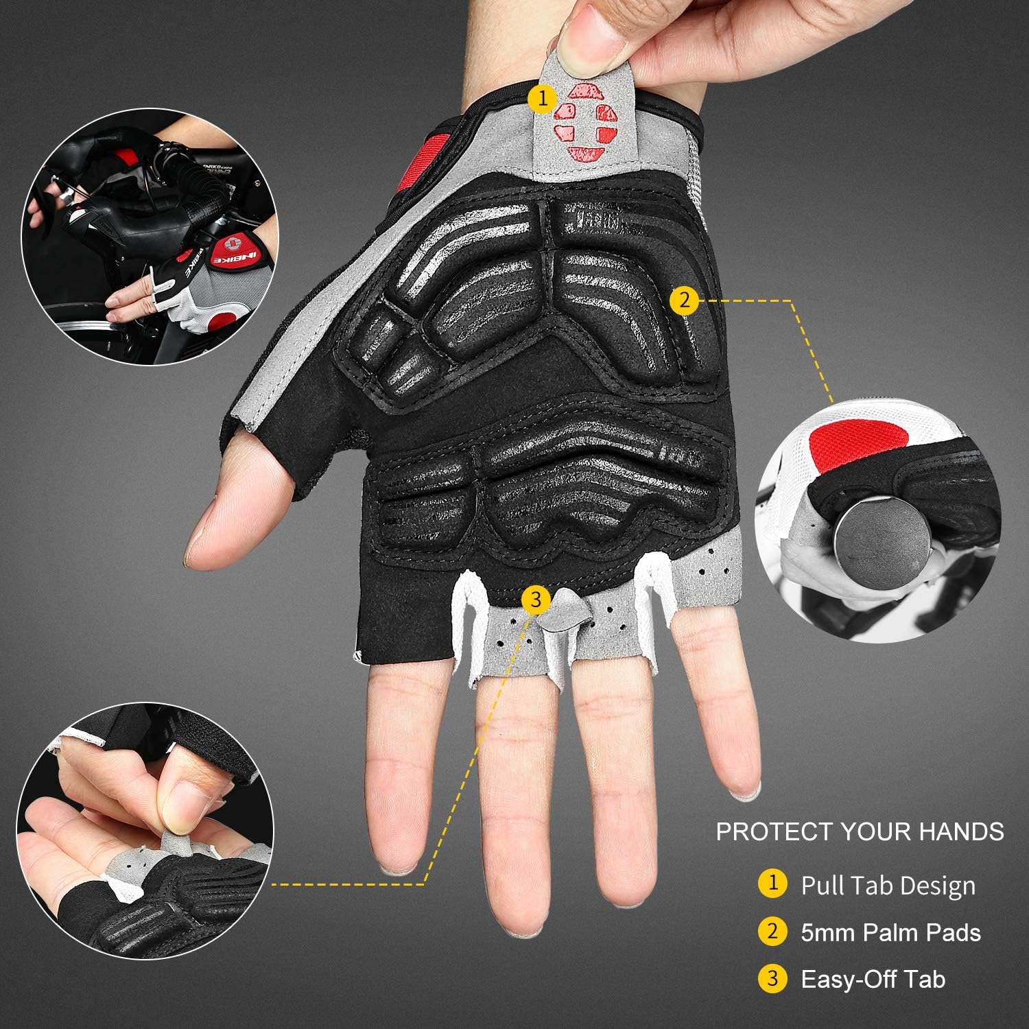 INBIKE 5mm Padded Half Finger Bike Bicycle Cycling Gloves
