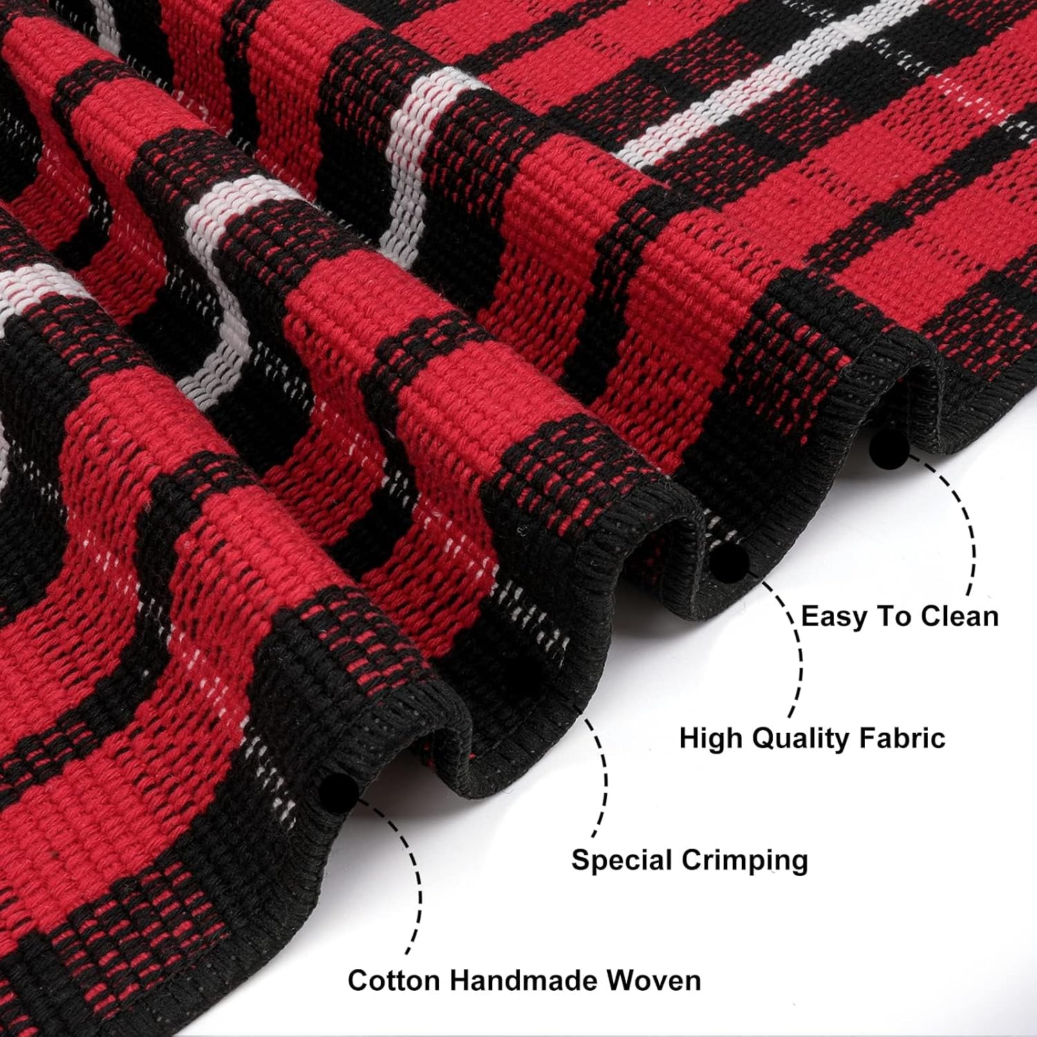 Christmas Front Door Mat Outdoor 2'X4.3' Red Plaid Porch Rug Welcome Mat