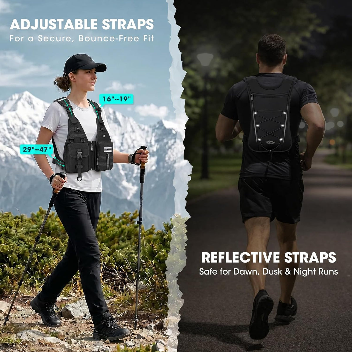 RAINSMORE Water Backpack Hydration Vest with 2L Water Bladder for Running