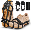 Ice Snow Cleats for Shoes and Boots 9 Studs Crampons Shoe Spikes for Snow and Ice Non-Slip Ice Shoes Grippers with Adjustable Straps Overshoe for Women Men Kids Hiking Walking Ice Fishing