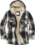 Men's Zip Up Flannel Shirt Jacket Fleece Lined with Hood