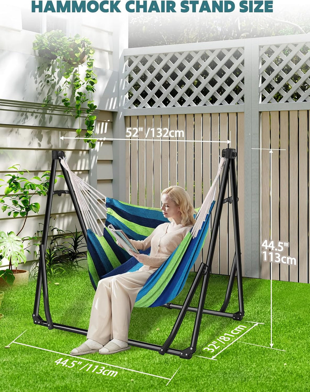ANYOO 2-in-1 Hammock & Chair Stand with Collapsible Steel Frame & Carry Bag