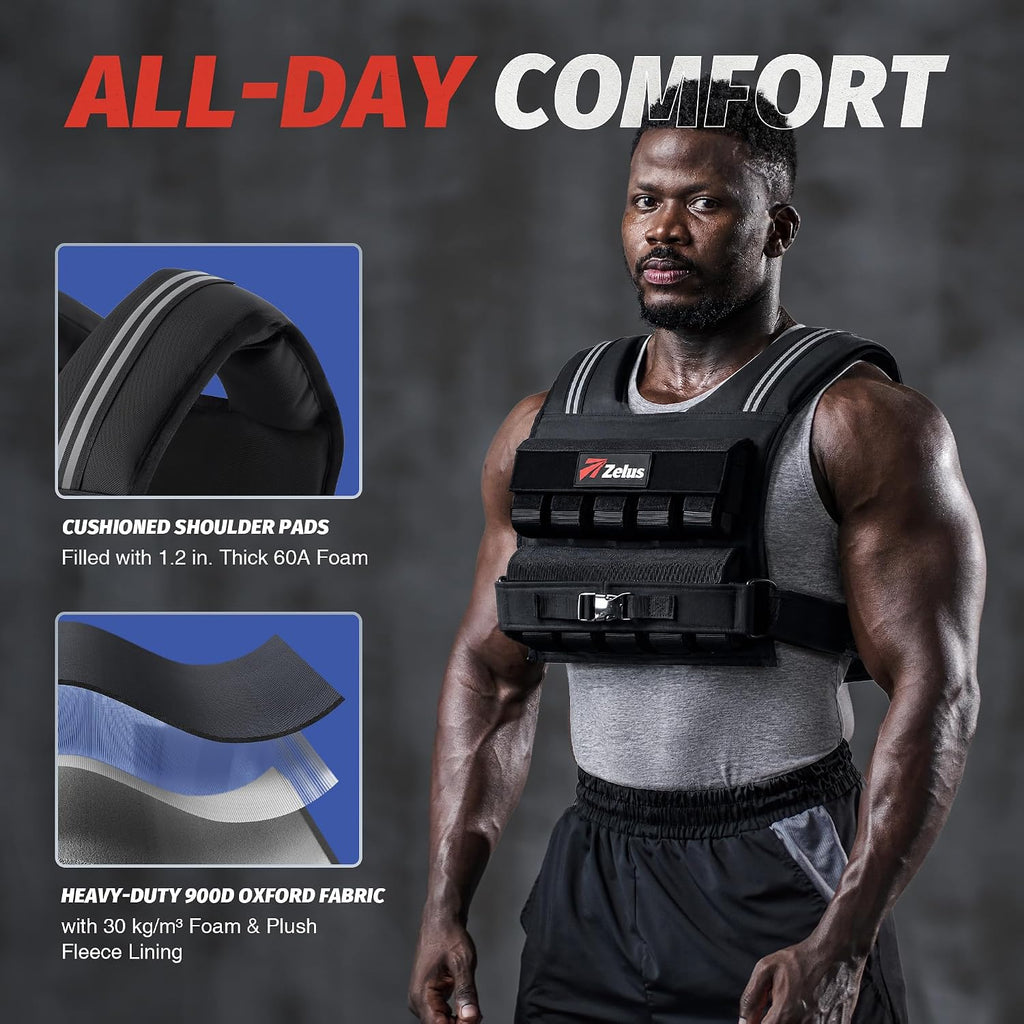 ZELUS Weighted Vest Men, 23lbs/36lbs/45lbs Adjustable Weight Vest