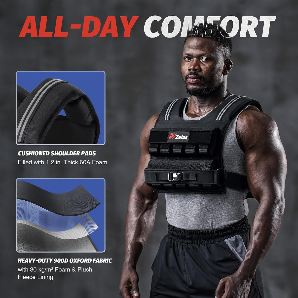 ZELUS Weighted Vest Men, 23lbs/36lbs/45lbs Adjustable Weight Vest