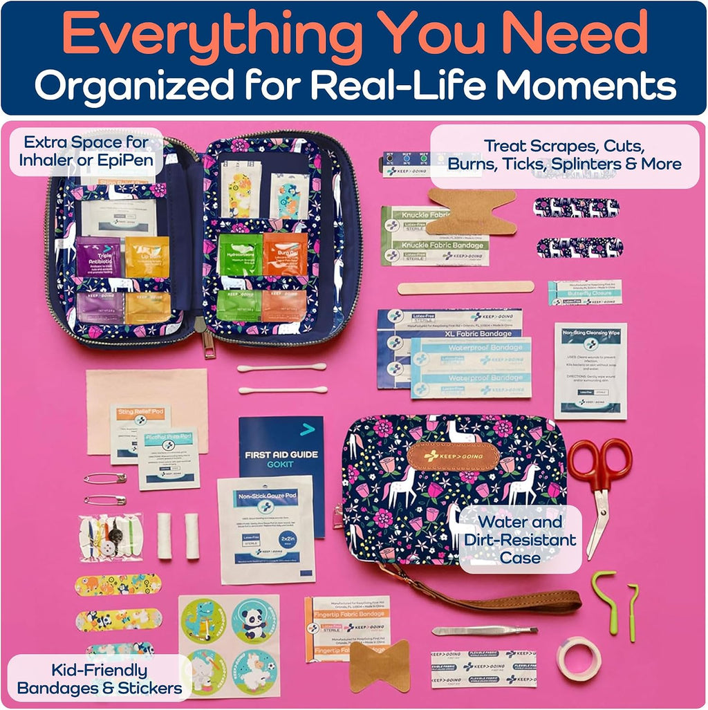 KeepGoing Travel First Aid Kit for Kids, 130 Pc. TSA-Approved Travel Size