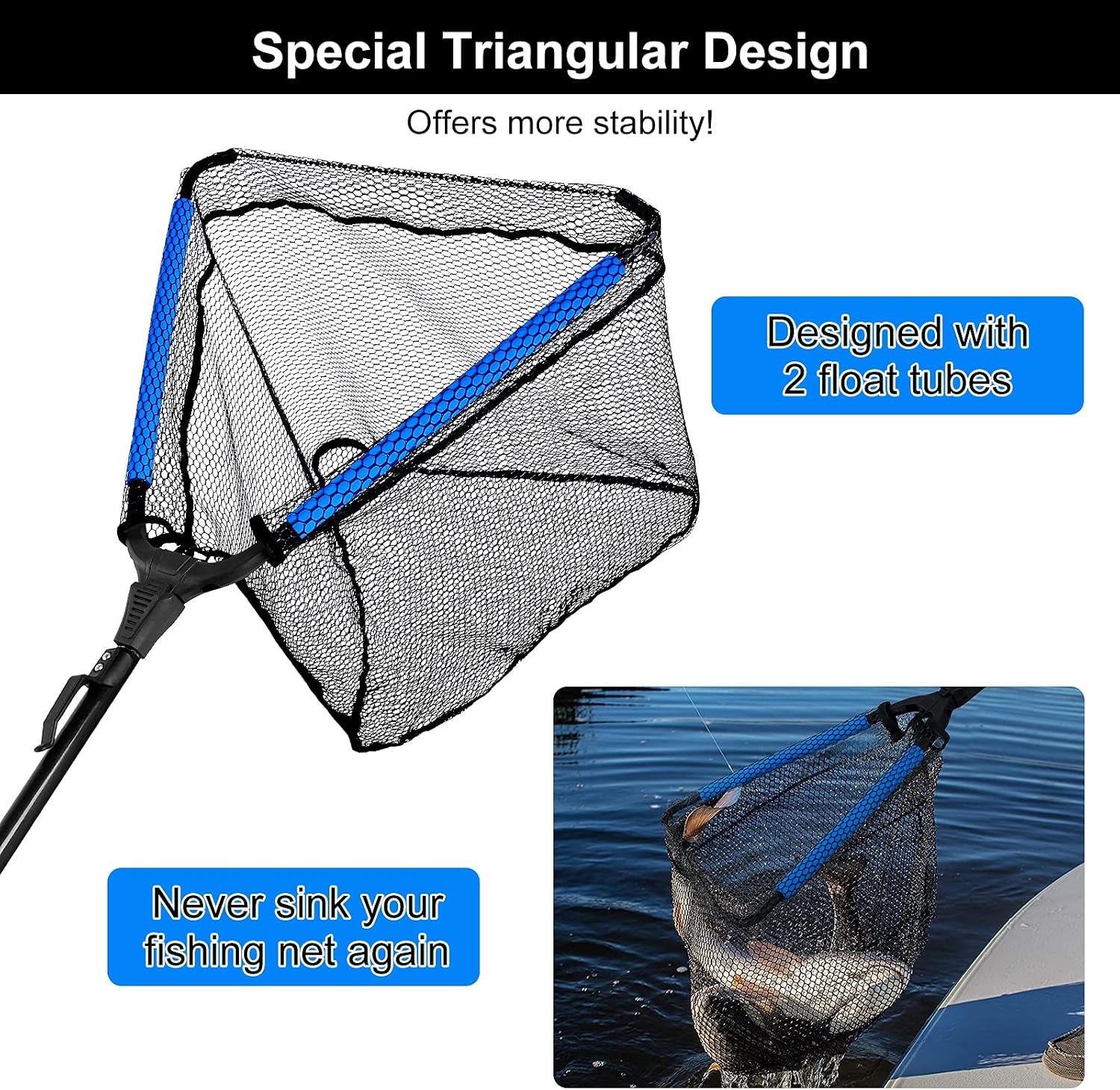 PLUSINNO Fishing Net Fish Floating Landing Net with Handle
