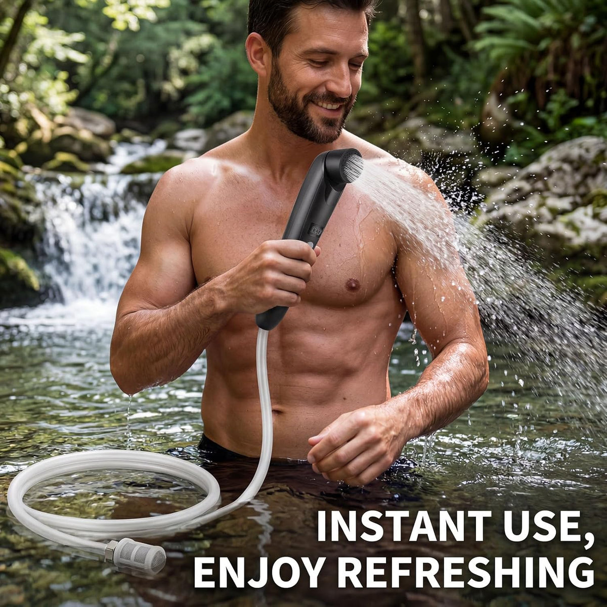 Portable Outdoor Shower, Handheld Electric Shower+8L Water Bag, IPX6 Waterproof, USB Charging, Compact and Lightweight, Suitable for Outdoor Camping, Beach Shower, Hiking, pet Bathroom