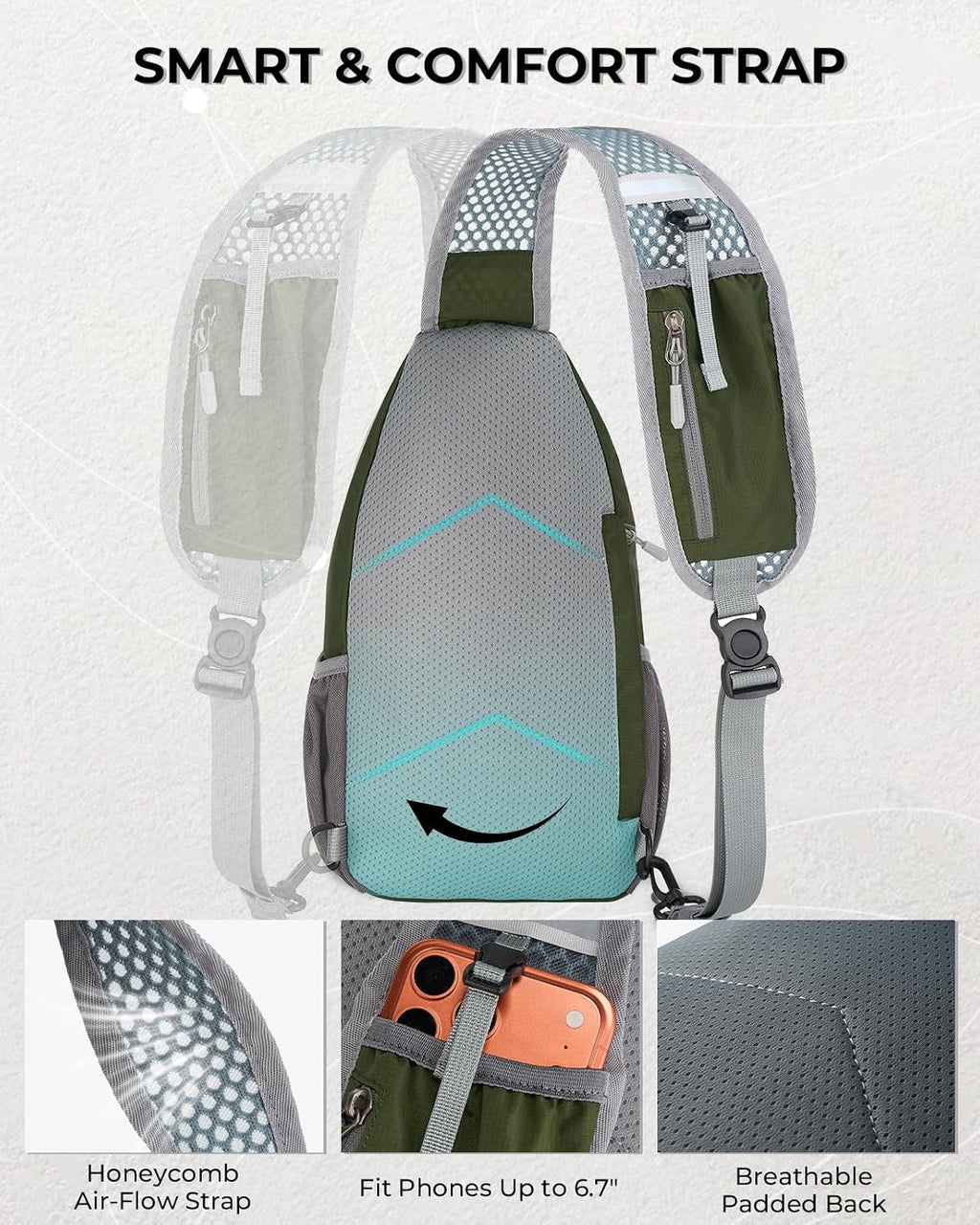 Packable Crossbody Sling Bag for Men Women RFID Lightweight Travel Daypack