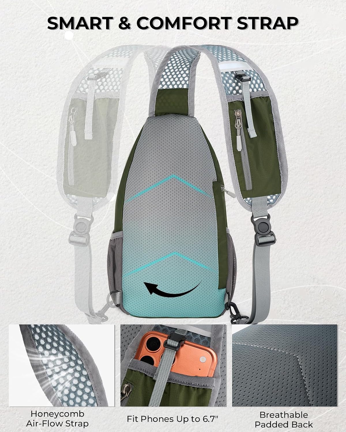 Packable Crossbody Sling Bag for Men Women RFID Lightweight Travel Daypack