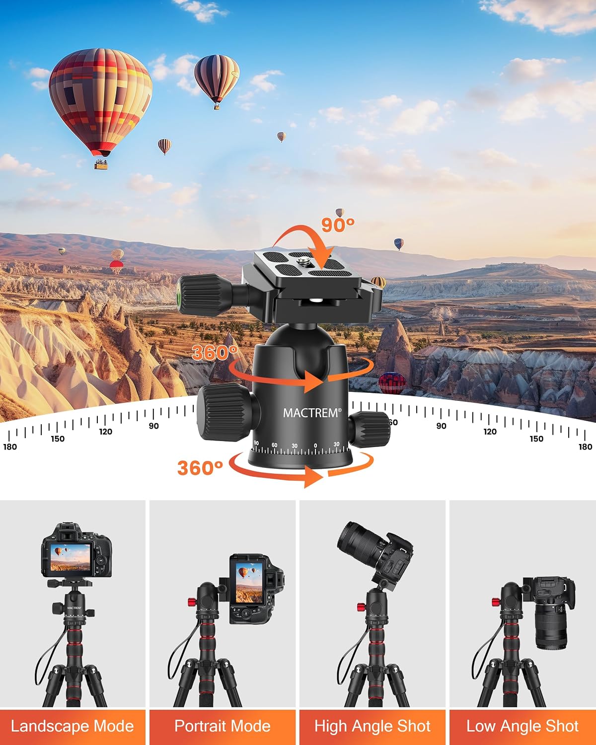 MACTREM 90in 2-in-1 Camera Tripod Monopod Aluminum Heavy Duty Travel Tripod