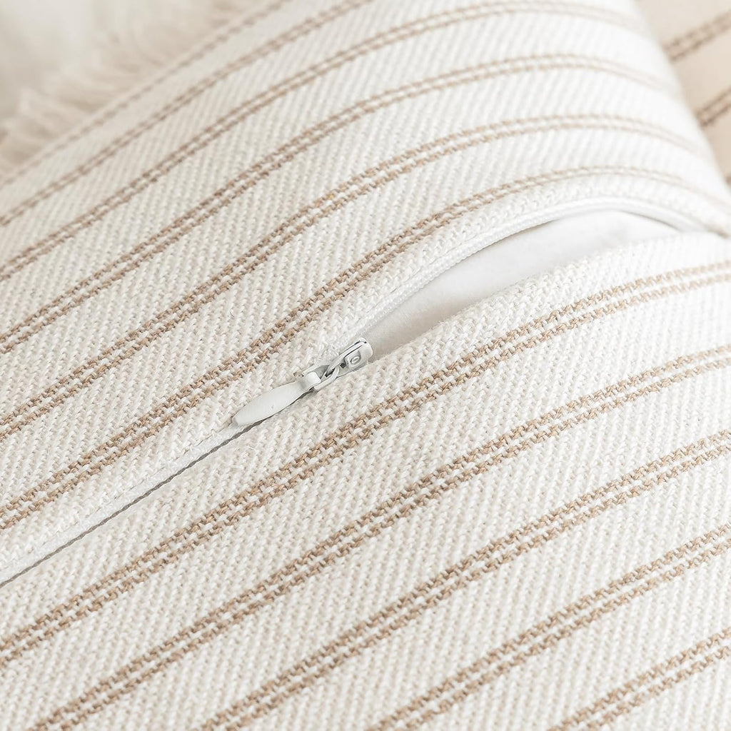 YEENAASY Throw Pillow Covers 18x18 Boho Striped Pillow Cases with Tassel