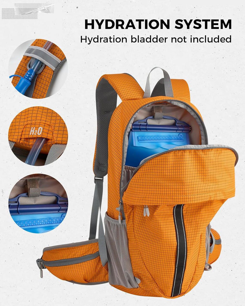 25L Hiking Backpack with Helmet Holder and Rain Cover, Lightweight Camping Travel Day pack Cycling Backpack for Women Men (Orange)