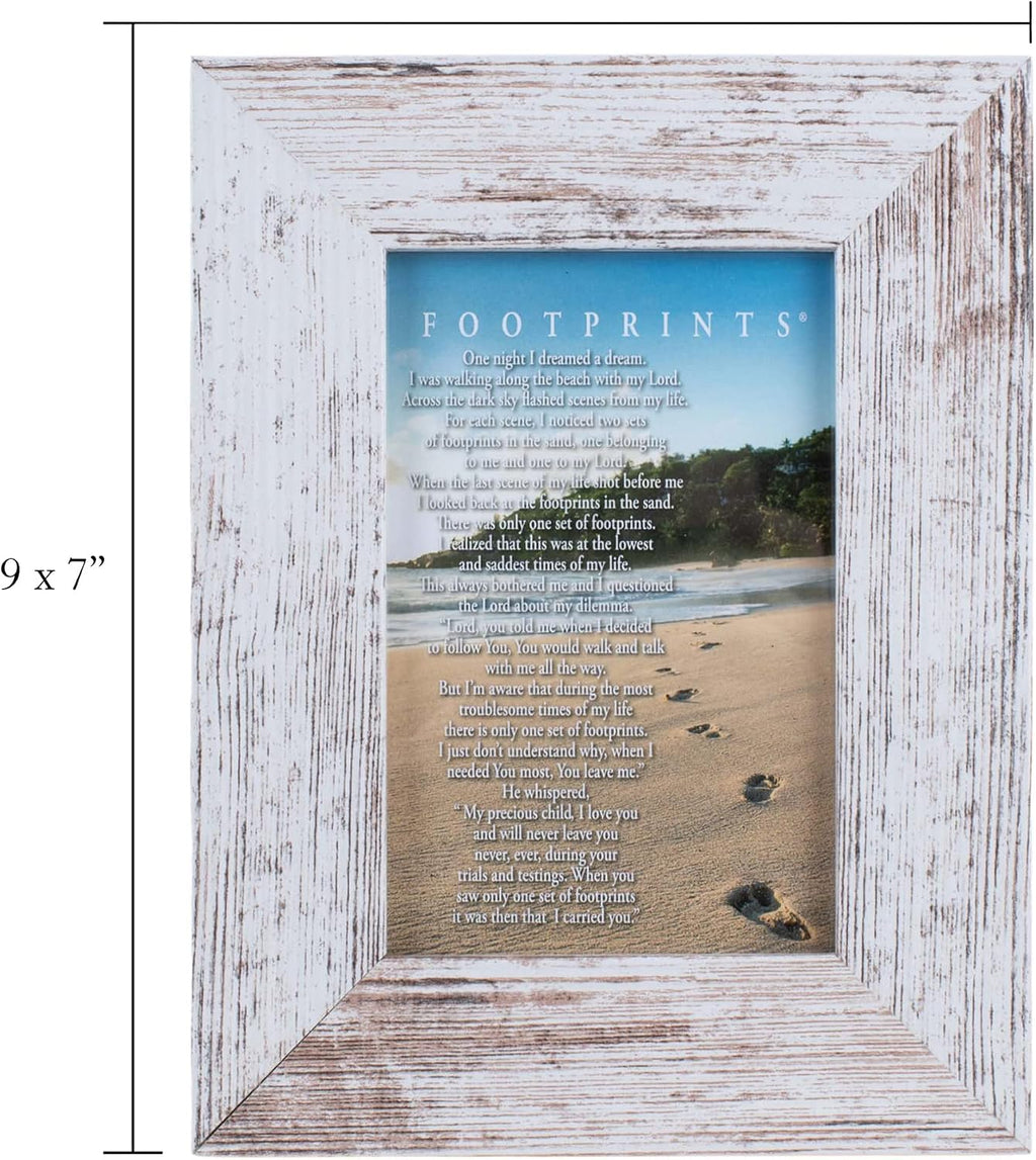 Dicksons Footprints Distressed White 9 x 7 Inch Wood Wall or Tabletop Picture Photo Frame