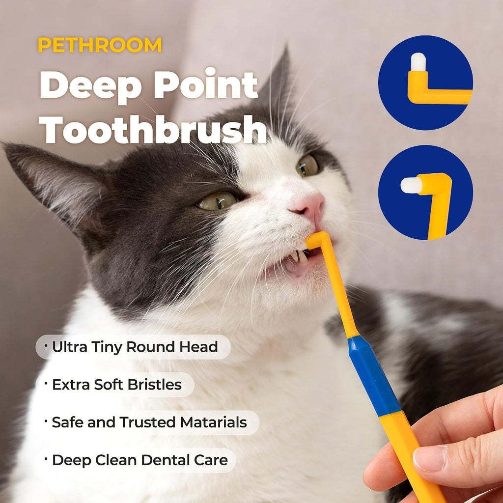 PETHROOM Pet Toothbrush for Cats & Dogs, 4mm Precision Head (Deep Point)