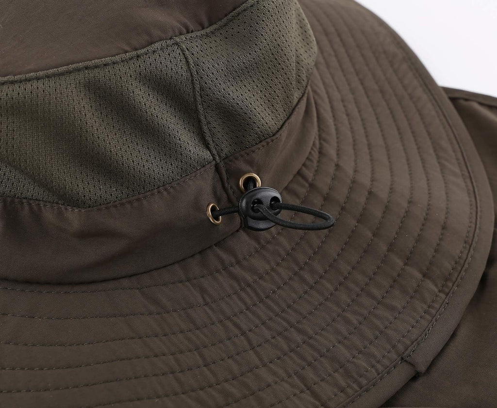 Home Prefer Outdoor UPF50+ Mesh Sun Hat Wide Brim Fishing Hat with Neck Flap Sun Hat for Men Women
