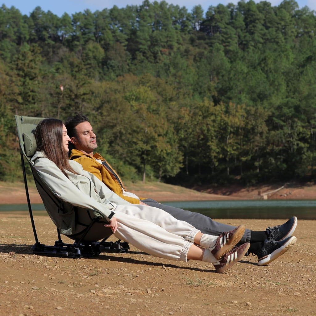 Wildhiker HuggleMode High Back Folding Camping Chair, 2 Seat Heights -Green