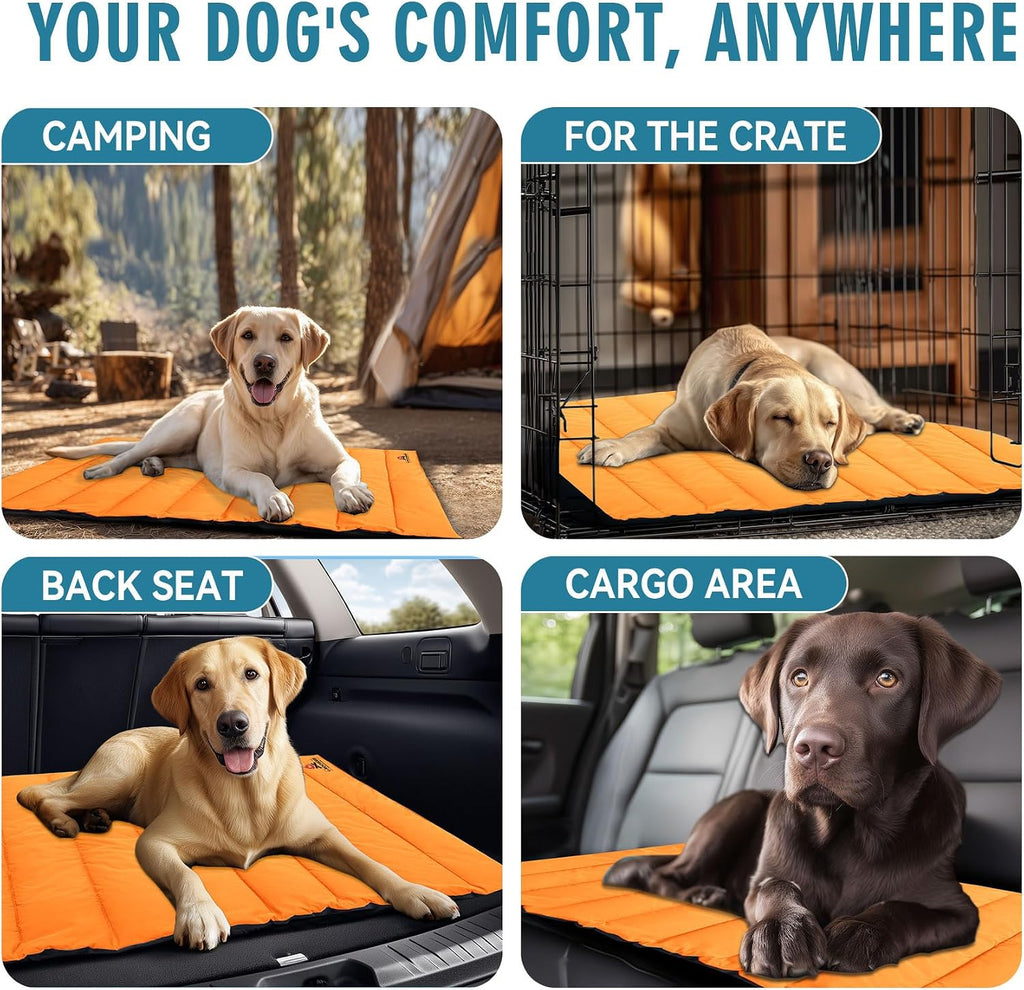 Waterproof Outdoor Dog Bed, Foldable Travel Camping Dog Mat with Carry Bag