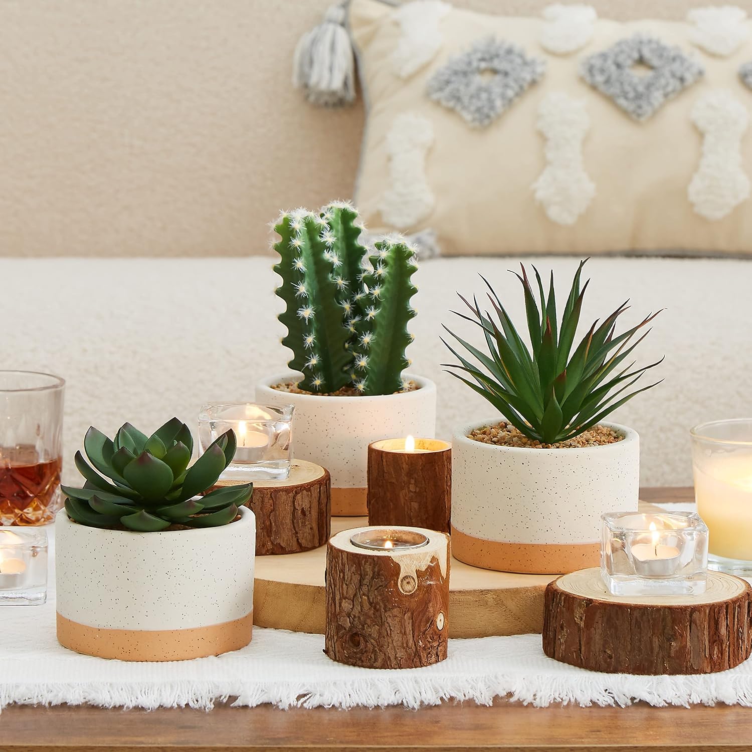 Artificial Succulent Plants in Ceramic Pots Set of 3