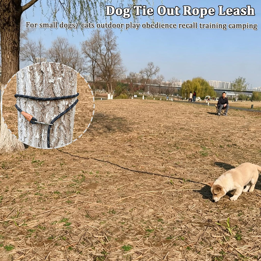 WYuZe Reflective Tie Out Rope for Small Dogs Cats 30FT Dog Tether for Yard