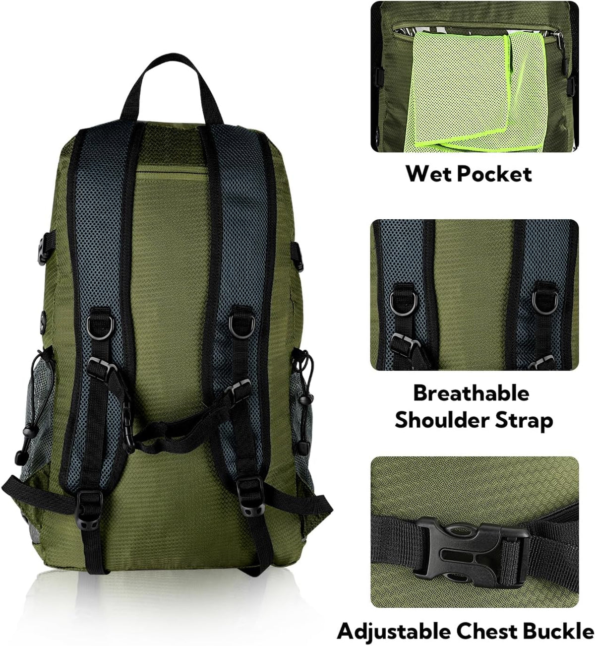 WATERFLY Lightweight Packable Hiking Backpack, 30L Day Pack