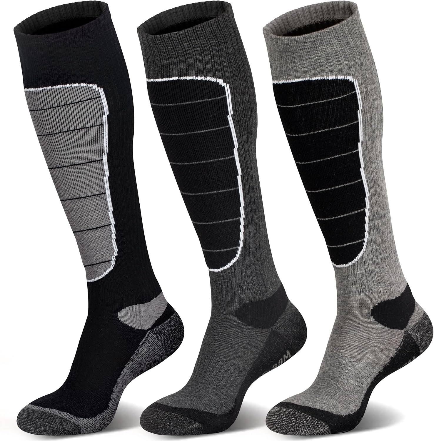 Hylaea Unisex Knee High Merino Wool Ski Snowboard Socks, Cushioning & Warm