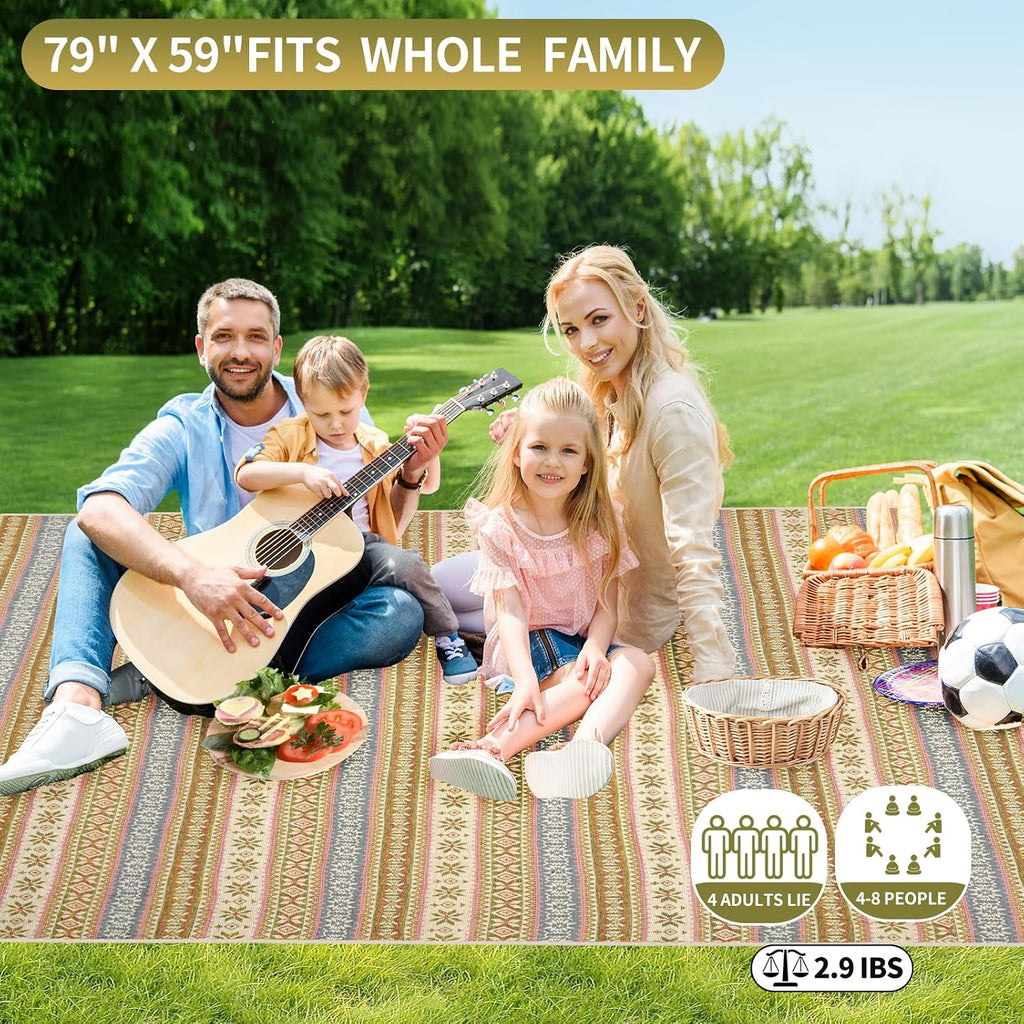 G GOOD GAIN Picnic Blanket Waterproof Outdoor Machine Washable,Yellow
