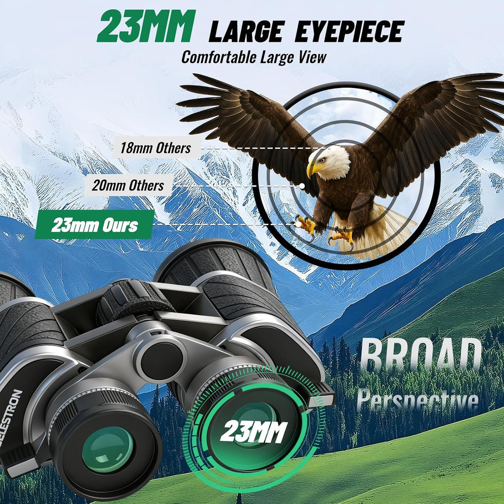 10x50 Binoculars with Independent Eyepiece Adjustment for Outdoor