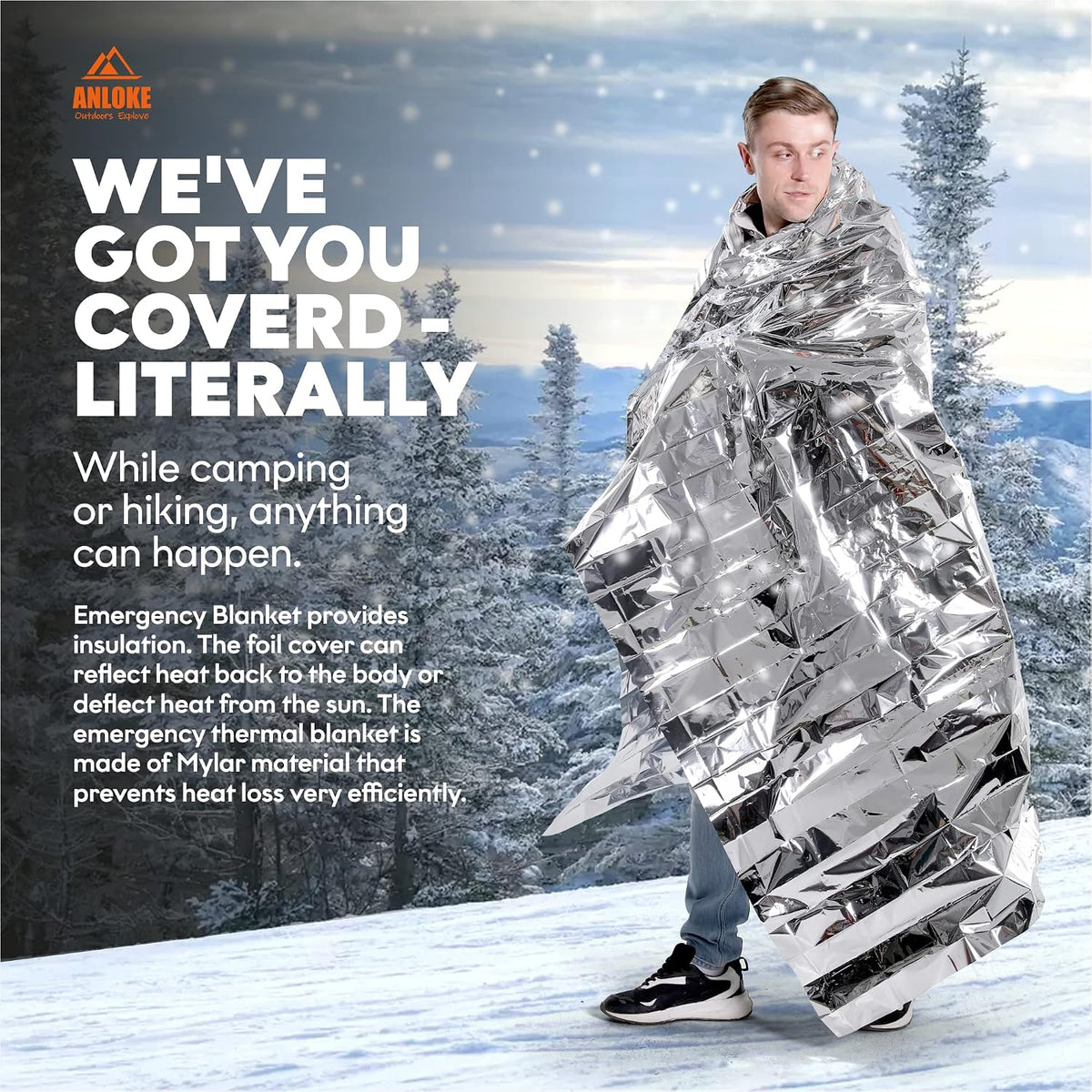 Emergency Blanket Mylar Thermal Blanket(5 Pack) Extra Large Survival Gear