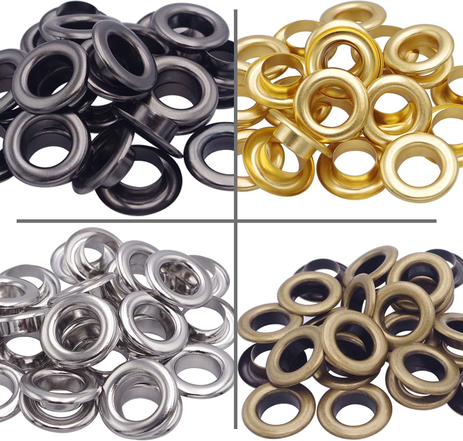 Wolfride 100 Sets Brass Grommet kit 10mm 3/8" Inside Diameter Canvas Fabric Grommet Kit Tarp Eyelet kit (4 Colors)