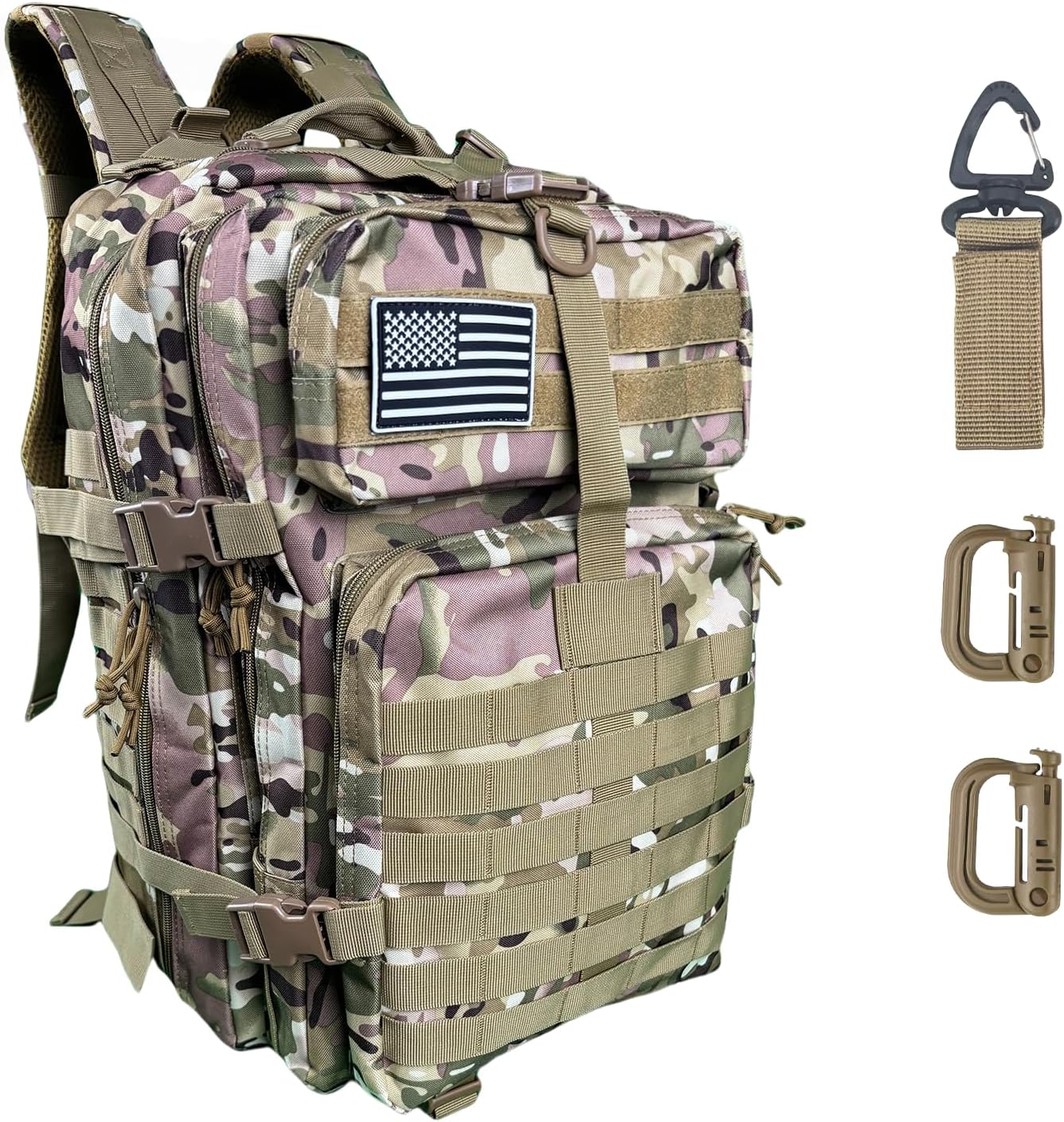 50L Large Military Tactical Backpack Molle Army Assault Pack for Travel Camping Hiking Fishing Backpack for men (Comouflage)