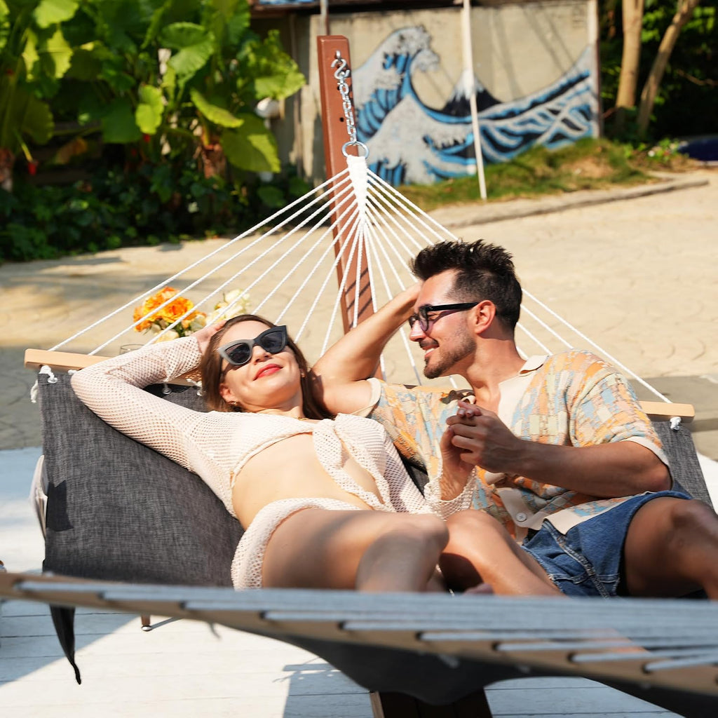 Lazy Daze Double Olefin Quick Dry Hammock with Spreader Bar for Outdoor