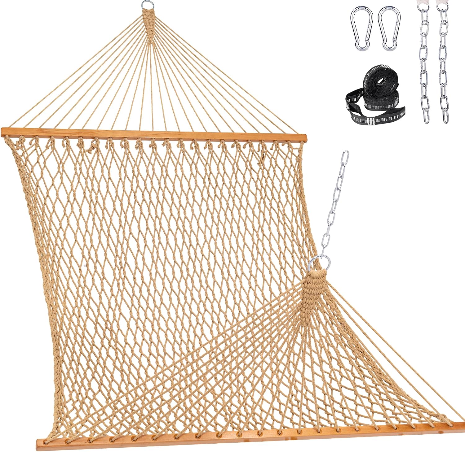Lazy Daze Double Handwoven Rope Hammock for Outdoor Fits 12-13 Ft Stand