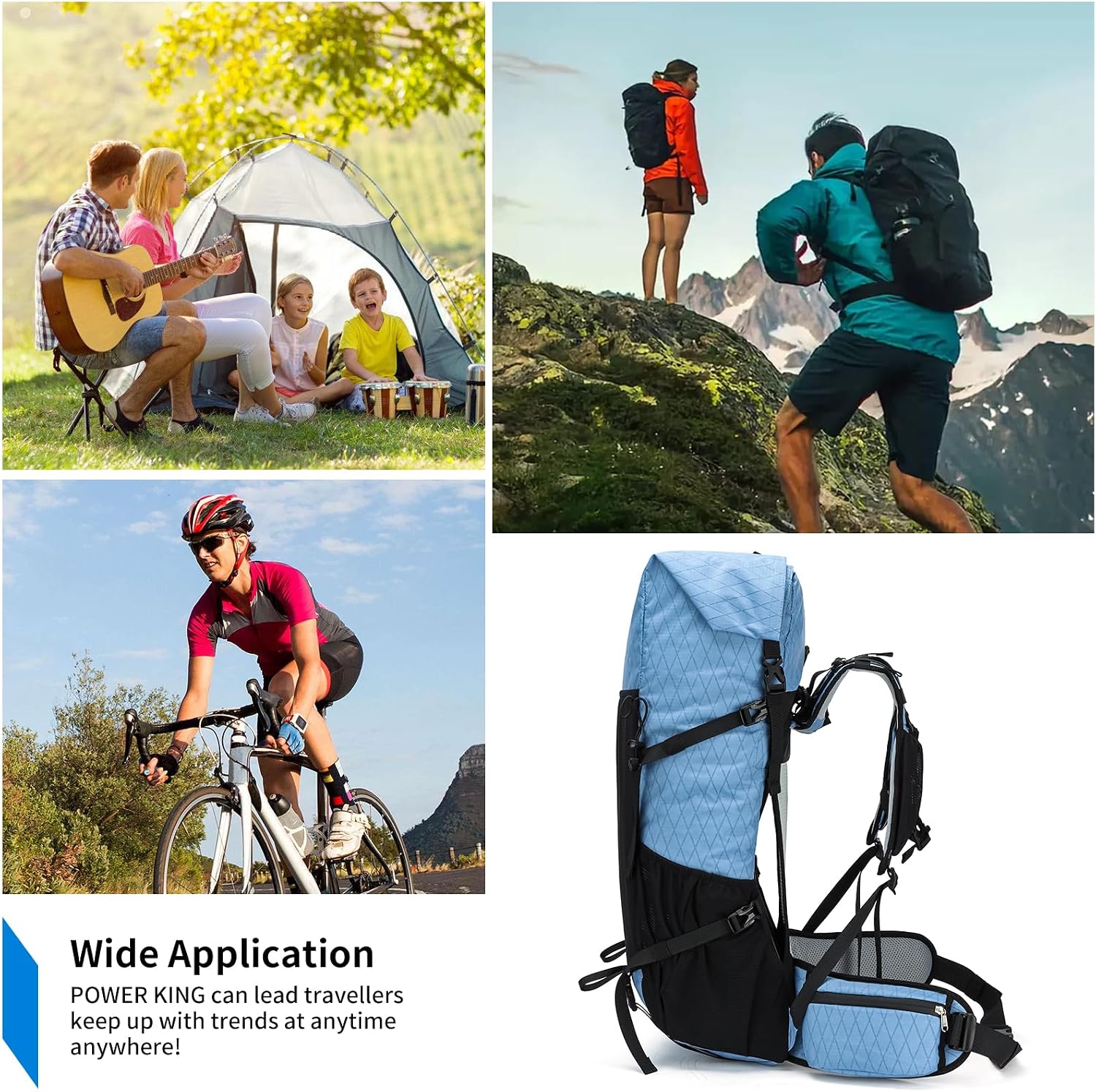 Hiking Backpack,40L to 50L Extra Large Capacity Hiking Bag,Internal Frame Camping Backpack,Upgraded X-PAC Lightweight Sport Daypack Travel Backpack Fit For Mountain Climbing Camping(Blue)