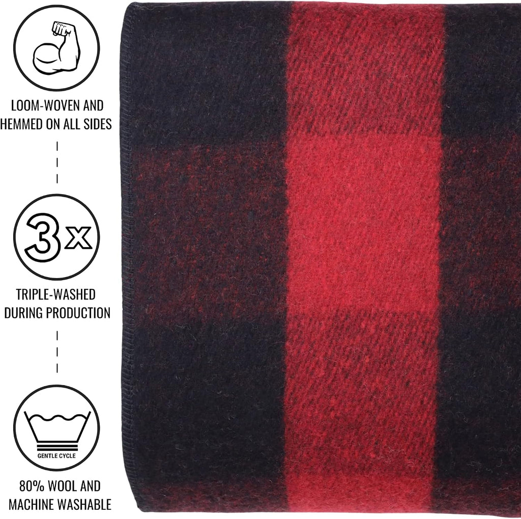 Arcturus Backwoods Military Wool Blanket (Red Buffalo, Twin)
