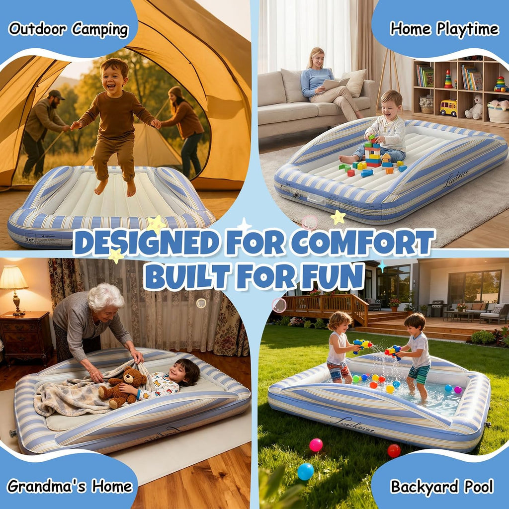 Luxchoice Inflatable Toddler Travel Bed Rechargeable Pump Todder Mattress