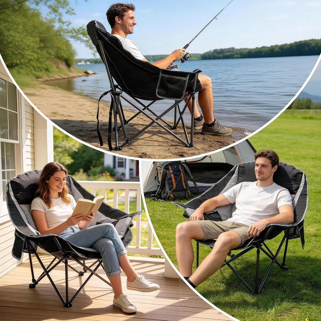 Suteck Oversized Camping Chairs for Adults - 500LBS Padded Camp Chair