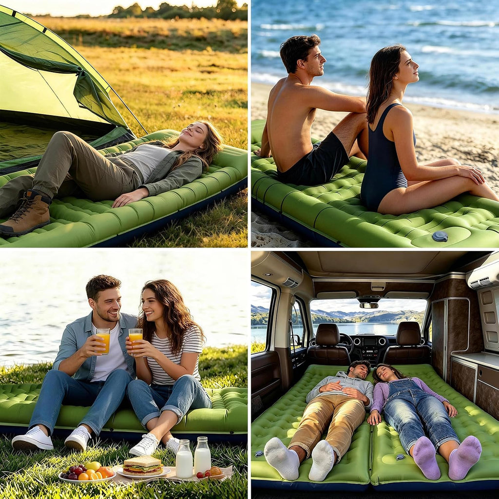 Camping Sleeping Pad, 5" Thick Inflatable Sleeping Pad with Pillow