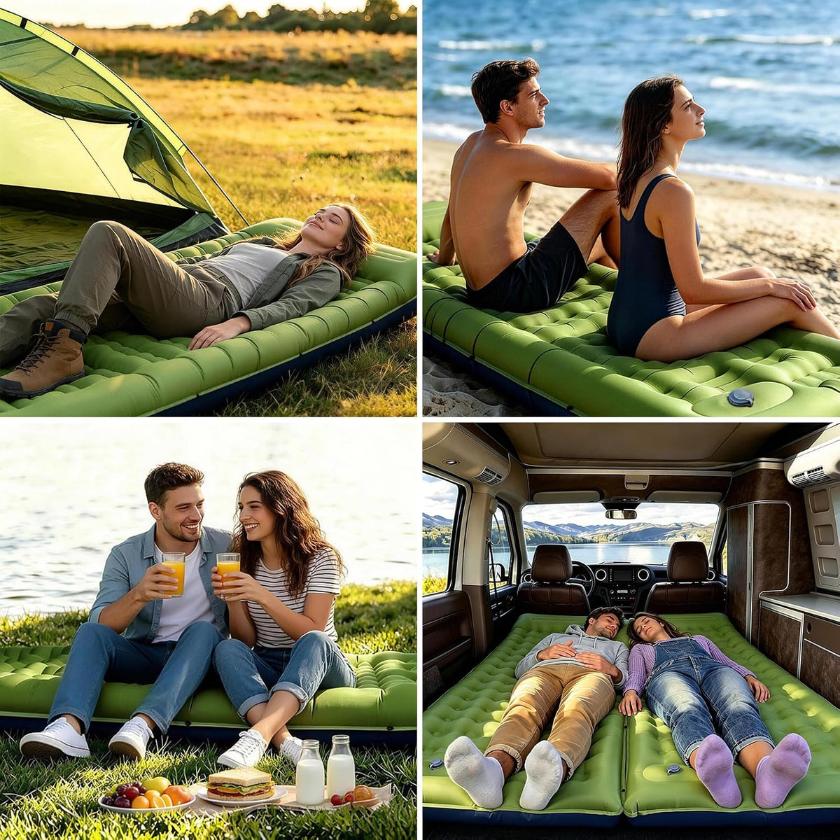 Camping Sleeping Pad, 5" Thick Inflatable Sleeping Pad with Pillow