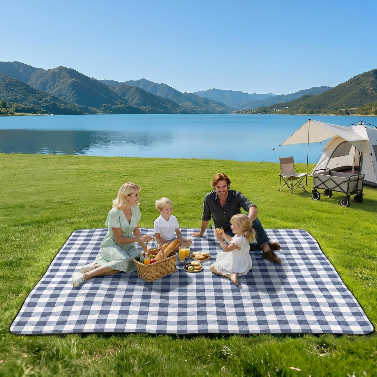 TigeJoy Extra Large Picnic Blanket Waterproof Beach Blanket 80''x118''