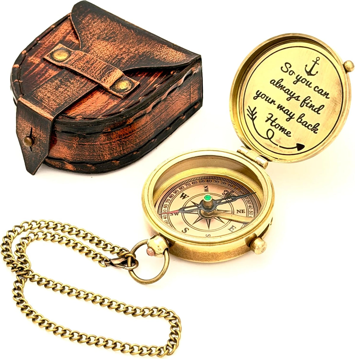 Brass Compass - So You can Always find Your Way Back Home - Engraved Compass - Personalized Compass - Anniversary Mens Gift - Graduation Gift - Gift for Boys/Mens