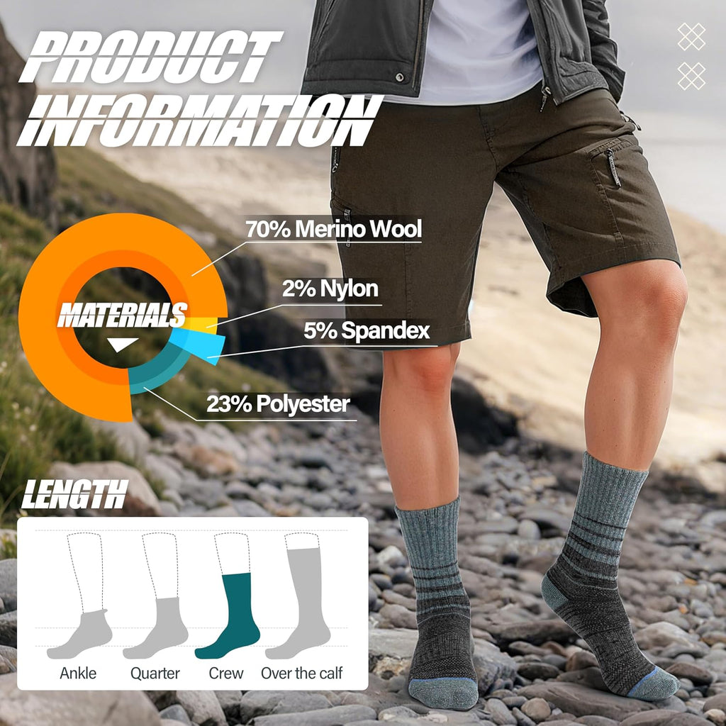 ANTSANG Merino Wool Hiking Socks, Maximum Breathability, for Men and Women