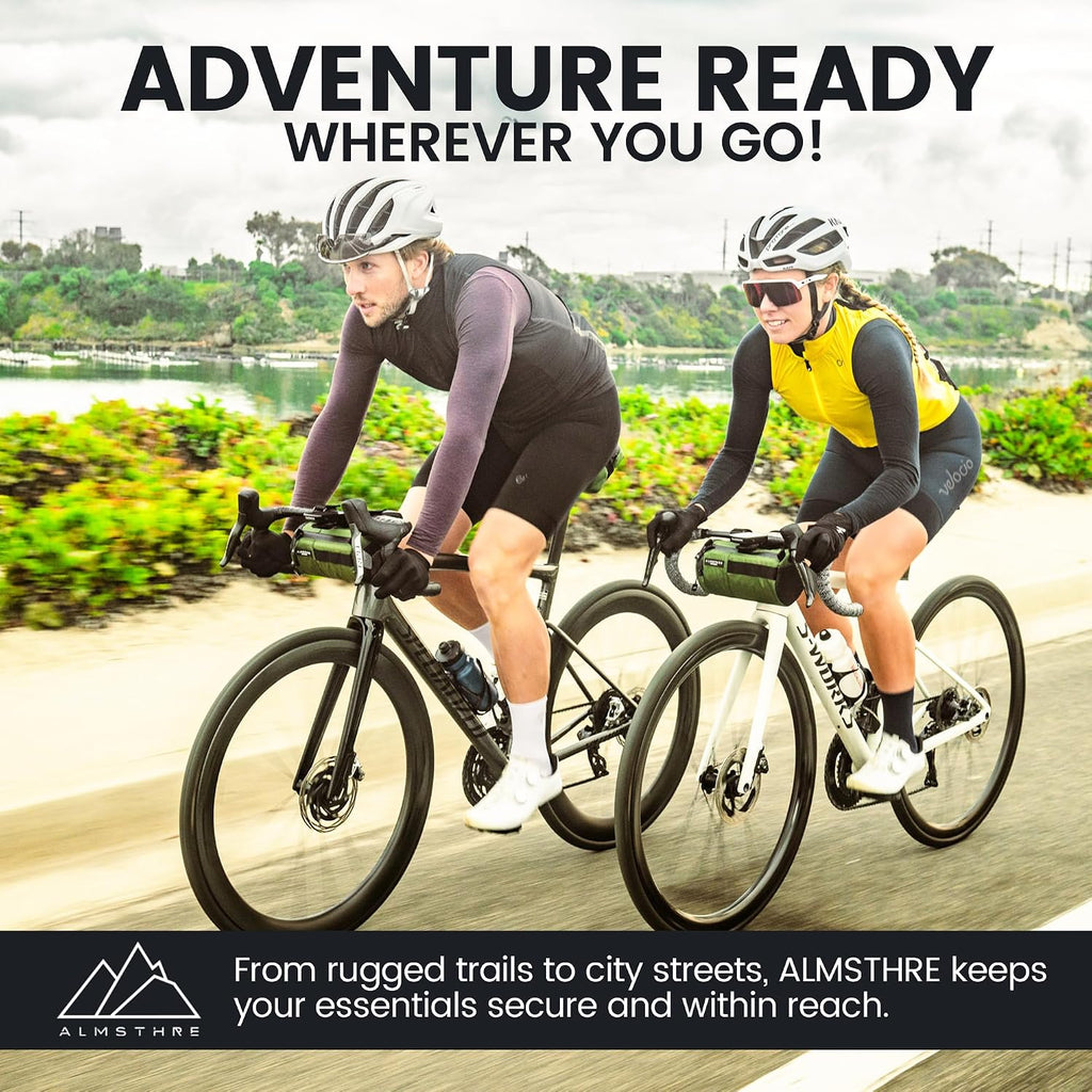 ALMSTHRE Signature Bar Bag – Hunter Green | Hard-Shell Bike Handlebar Bag with Waterproof Zippers & Adjustable Straps | Lightweight Bicycle Handlebar Bag, Compatible with Road, Gravel & MTB Bikes