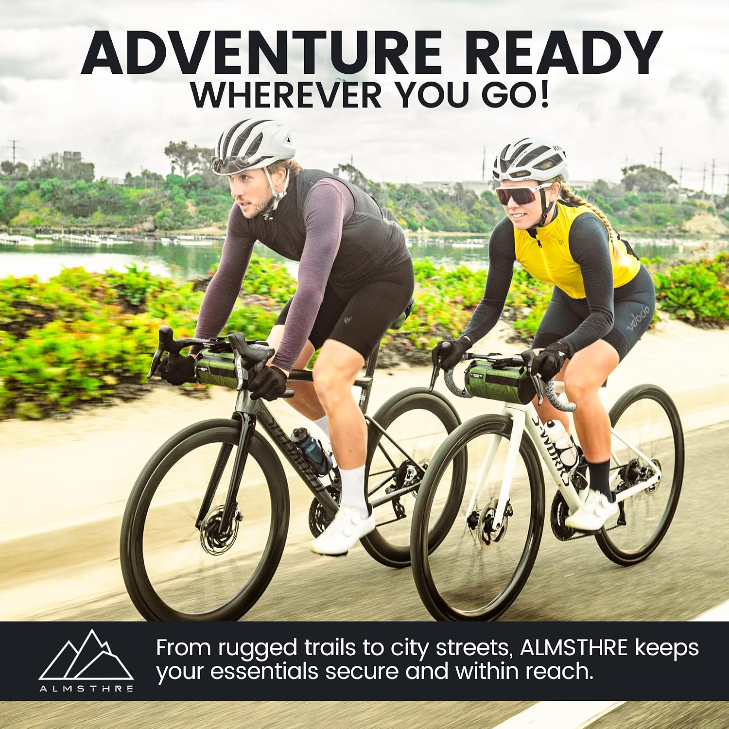 ALMSTHRE Signature Bar Bag – Hunter Green | Hard-Shell Bike Handlebar Bag with Waterproof Zippers & Adjustable Straps | Lightweight Bicycle Handlebar Bag, Compatible with Road, Gravel & MTB Bikes