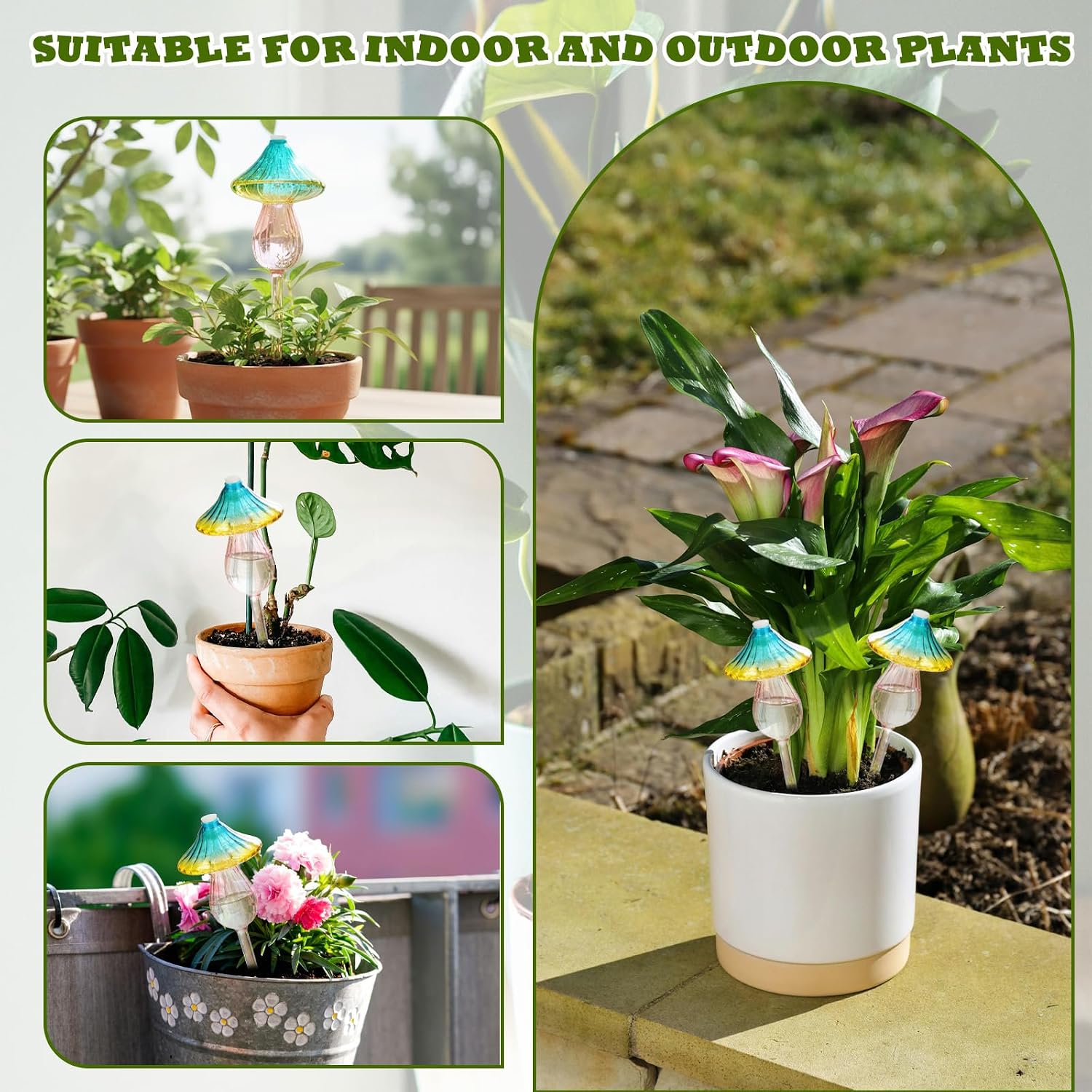 4Pcs Self Plant Watering Globes Glass Water Bulb for Outdoor Indoor Plants