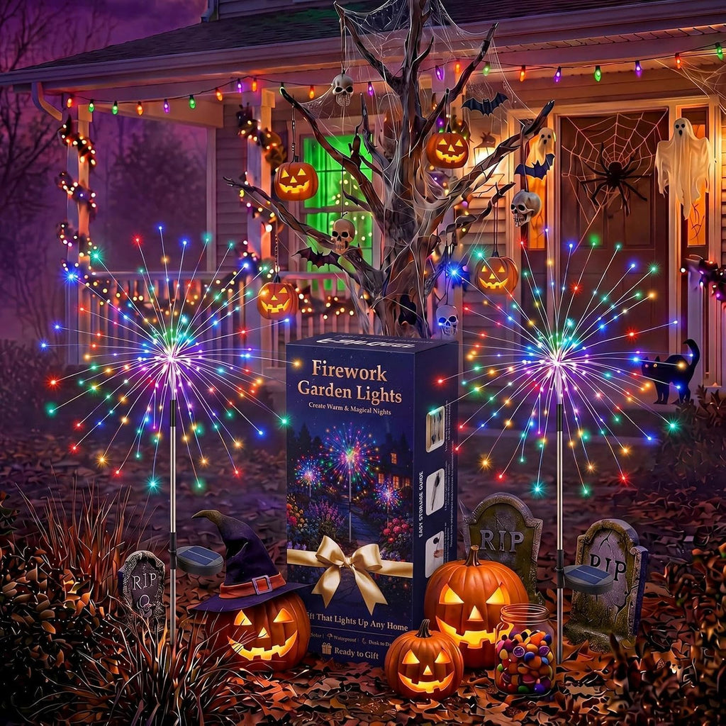 Solar Garden Lights Outdoor 4Pack,Multicolor Solar Firework Lights