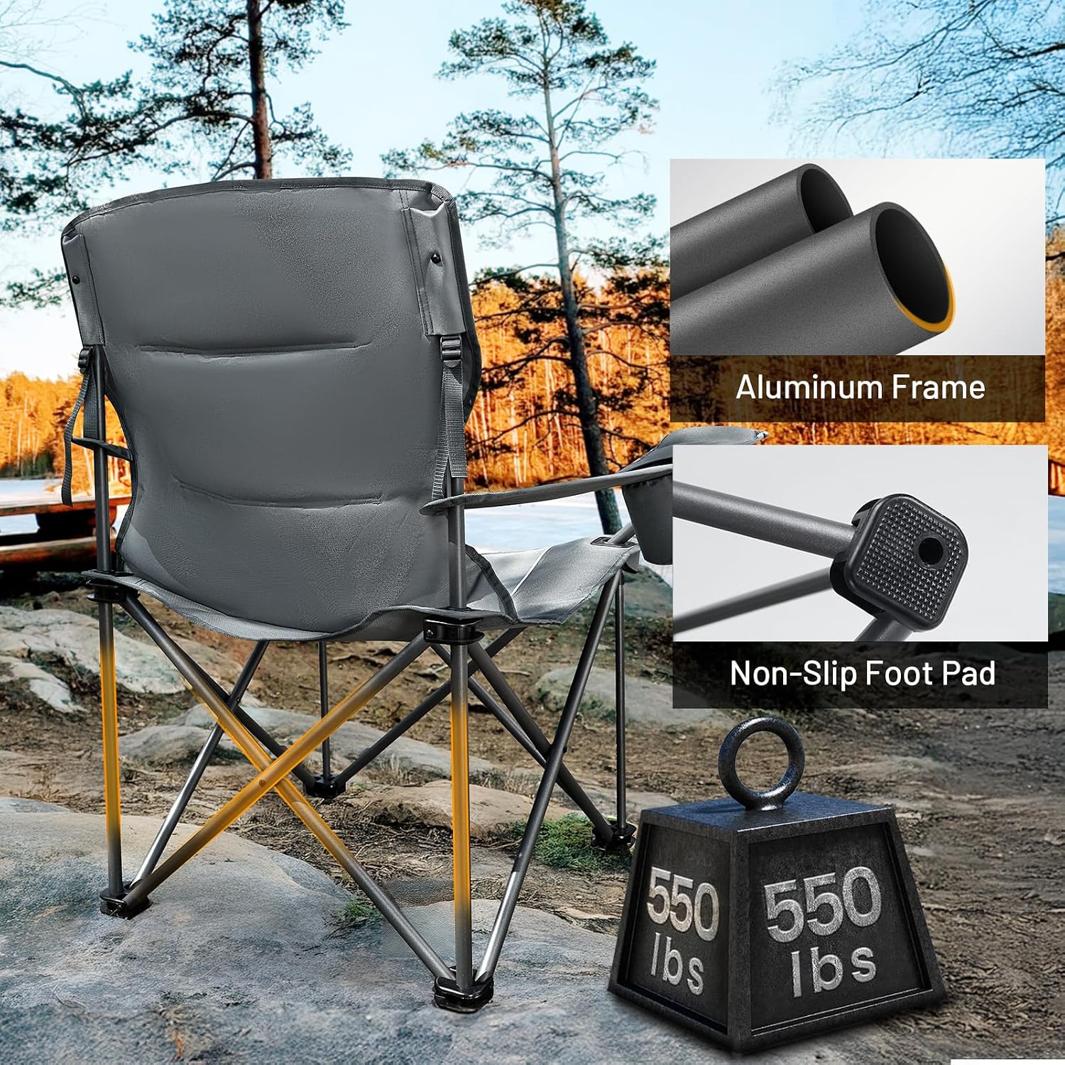 TIMBER RIDGE 2 Pack Oversized Folding Camping Chair for Adults