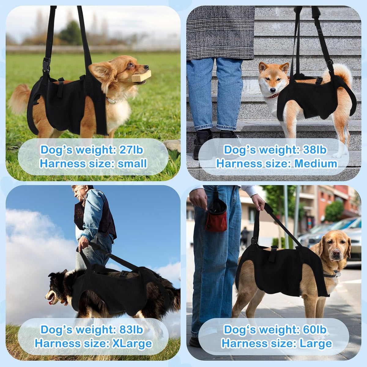 Shinylin Dog Carry Sling Emergency Backpack Dog Lift Harness, XL
