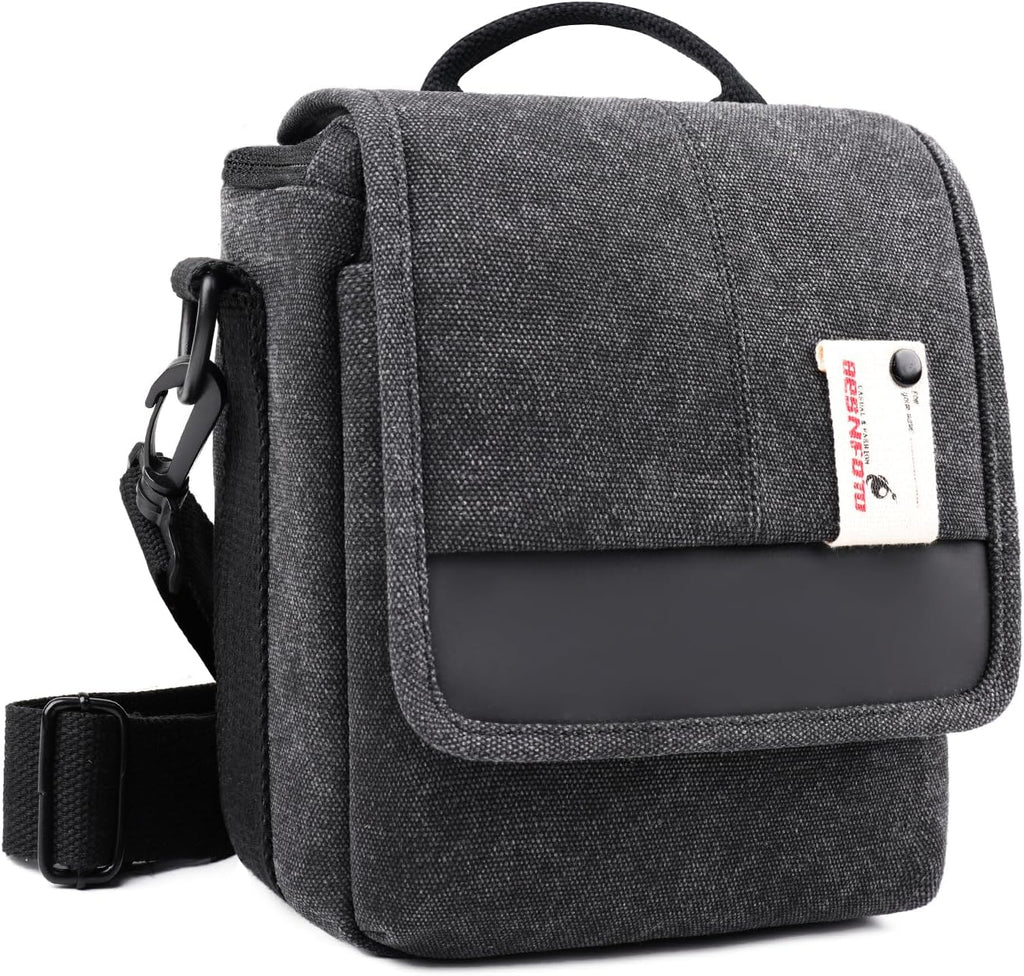 Besnfoto Mirrorless Camera Shoulder Bag Small Messenger Case Waist Bag Compatible for Canon (BlackH, Small)