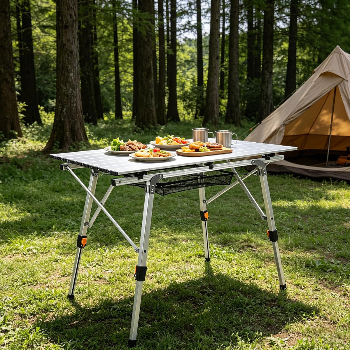 JOUYEK Folding Outdoor Camping Table, Lightweight Aluminum Camp Table White