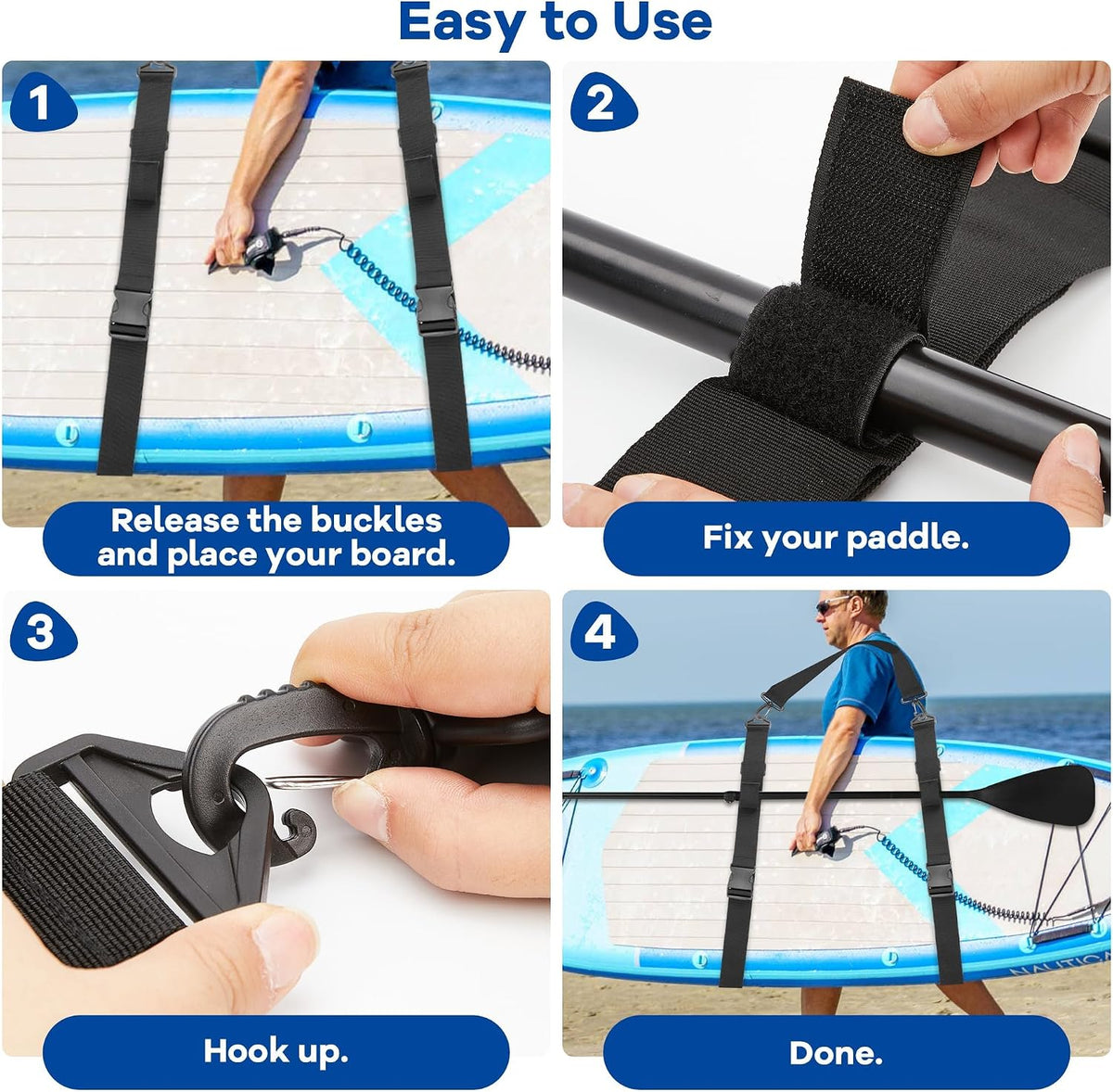 Kayak Shoulder Strap, Surfboard Paddle Board Accessories, Hands-Free SUP Carrying Strap for Boards